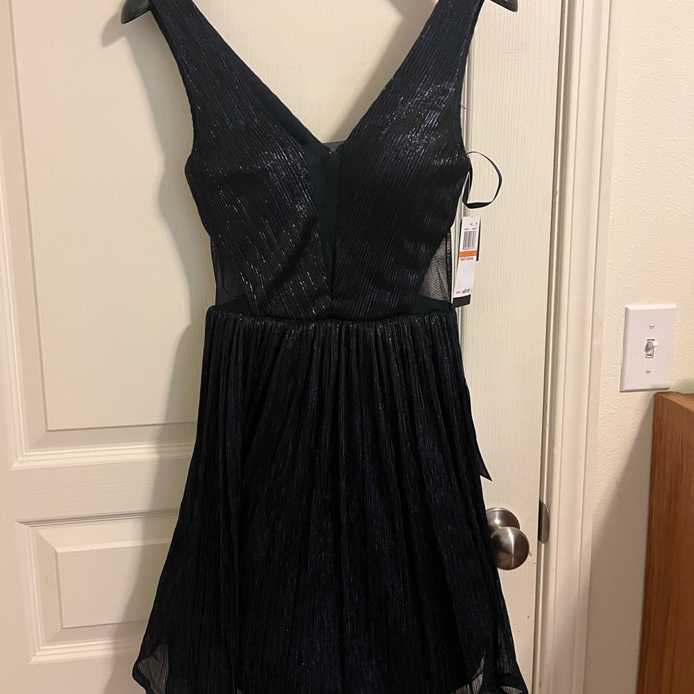 Juniors’ Navy Blue Knee-Length Party Dress